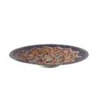 Red hanging wall plates side view